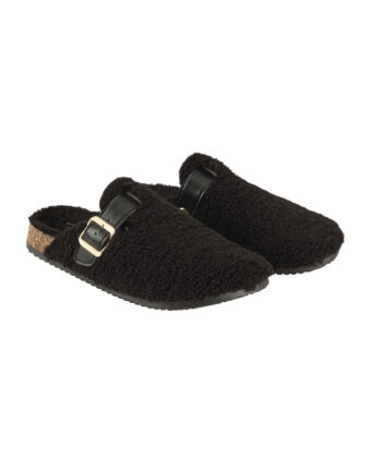 Sabot Neri eco-pelliccia effetto teddy